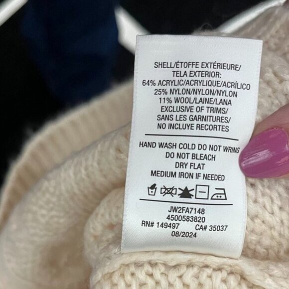 Joe’s Jeans Cable Knit Ruffle Sleeve Turtleneck Sweater Cream Ivory M - Picture 12 of 12